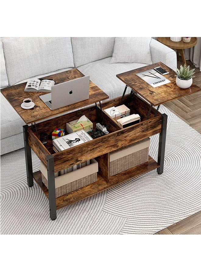 JCB CHIC Multi-function Lift Top Coffee Table ,2-Tier Storage Cabinte,Rising Tabletop，Side Table End Table With Hidden Compartment and Large Storage,47.3' Center Table Sofa Tea Table For Living Room Office - Image 1