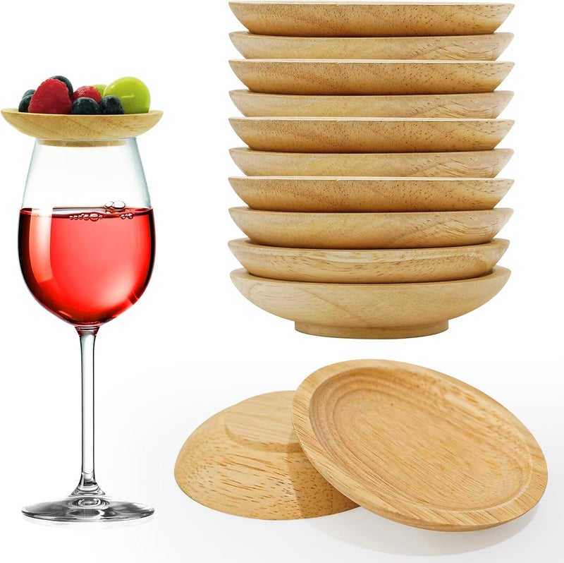 Lyonbi Wine Glass Charcuterie Topper - 10 Pcs, Mini Boards for Wine Glasses, Wooden Lids - Image 1