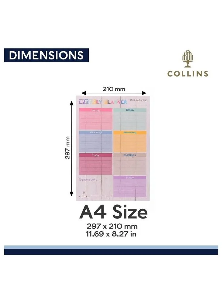 Collins Collins A4 Unique Layout Weekly Planner Pad (Pack of 60 Sheets)