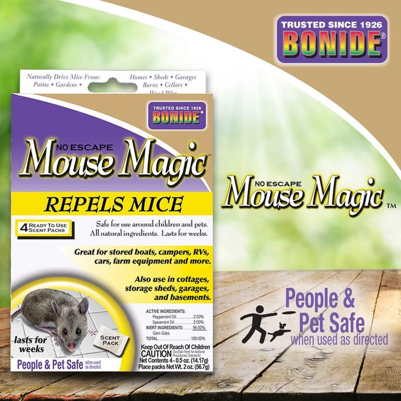 Bonide Mouse Magic Mouse Repellent Scent Packs, 4 Ready-to-Use Packs for Indoor & Outdoor Use - Image 2