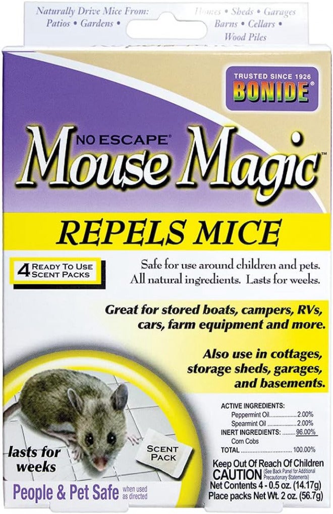 Bonide Mouse Magic Mouse Repellent Scent Packs, 4 Ready-to-Use Packs for Indoor & Outdoor Use - Image 1