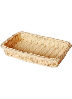 Sunnex Heavy Duty Rectangular Polypropylene Rattan Basket C04027 30 X 20 X 5 Cm Beige  - Image 1