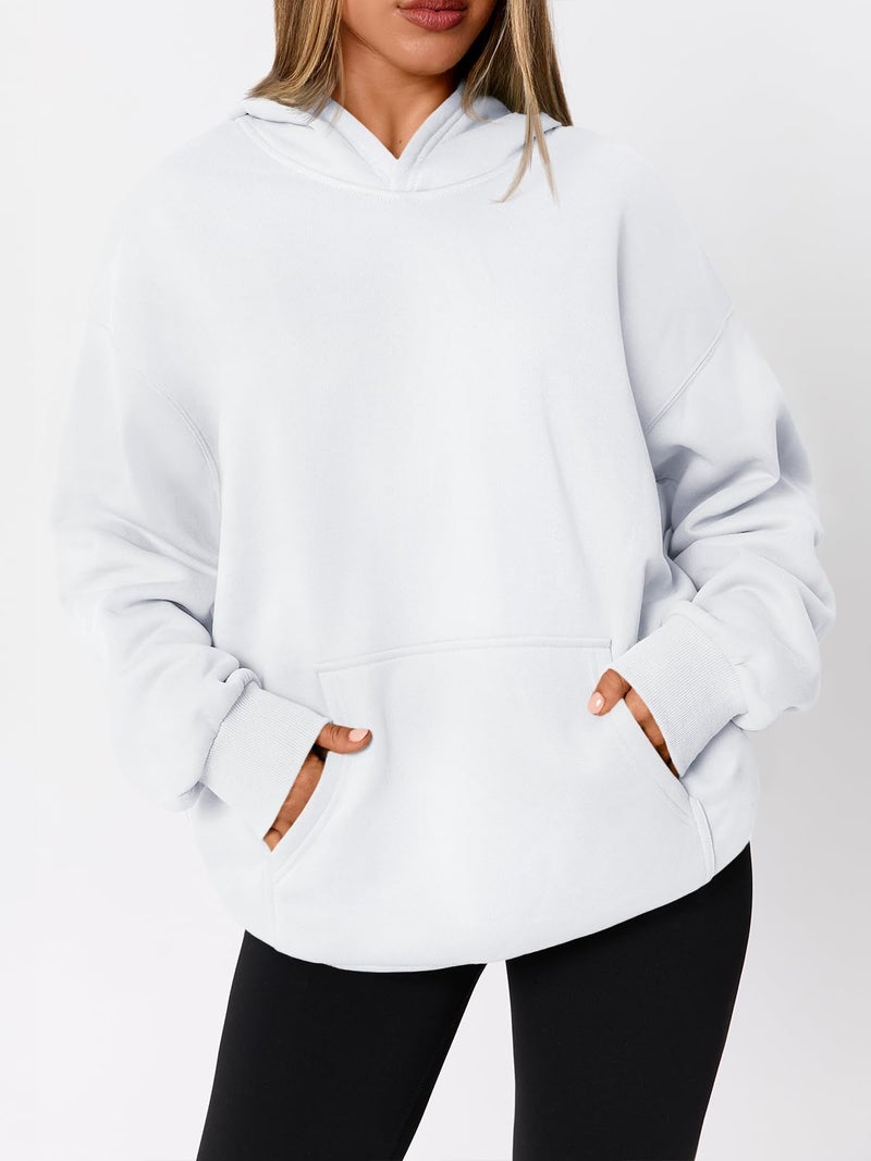 WYNNQUE White Hoodies for Women Oversized Sweatshirts Fall Fashion Outfits 2026 Casual Sweaters Tops Fleece Plus Size Workout Comfy Winter Clothes White L - Image 3