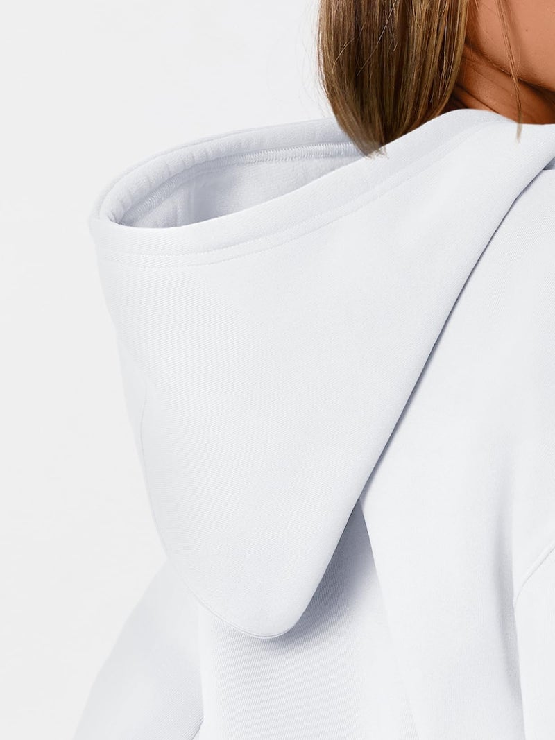 WYNNQUE White Hoodies for Women Oversized Sweatshirts Fall Fashion Outfits 2026 Casual Sweaters Tops Fleece Plus Size Workout Comfy Winter Clothes White L - Image 5