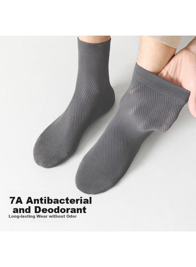 B&C.ROOM Cotton Bamboo House Men's Mid-calf Socks 7a Antibacterial Summer Thin Breathable Odor-resistant Sweat-absorbing Mesh Pure Cotton Black Men's Dress Socks 6 Pairs - Image 2
