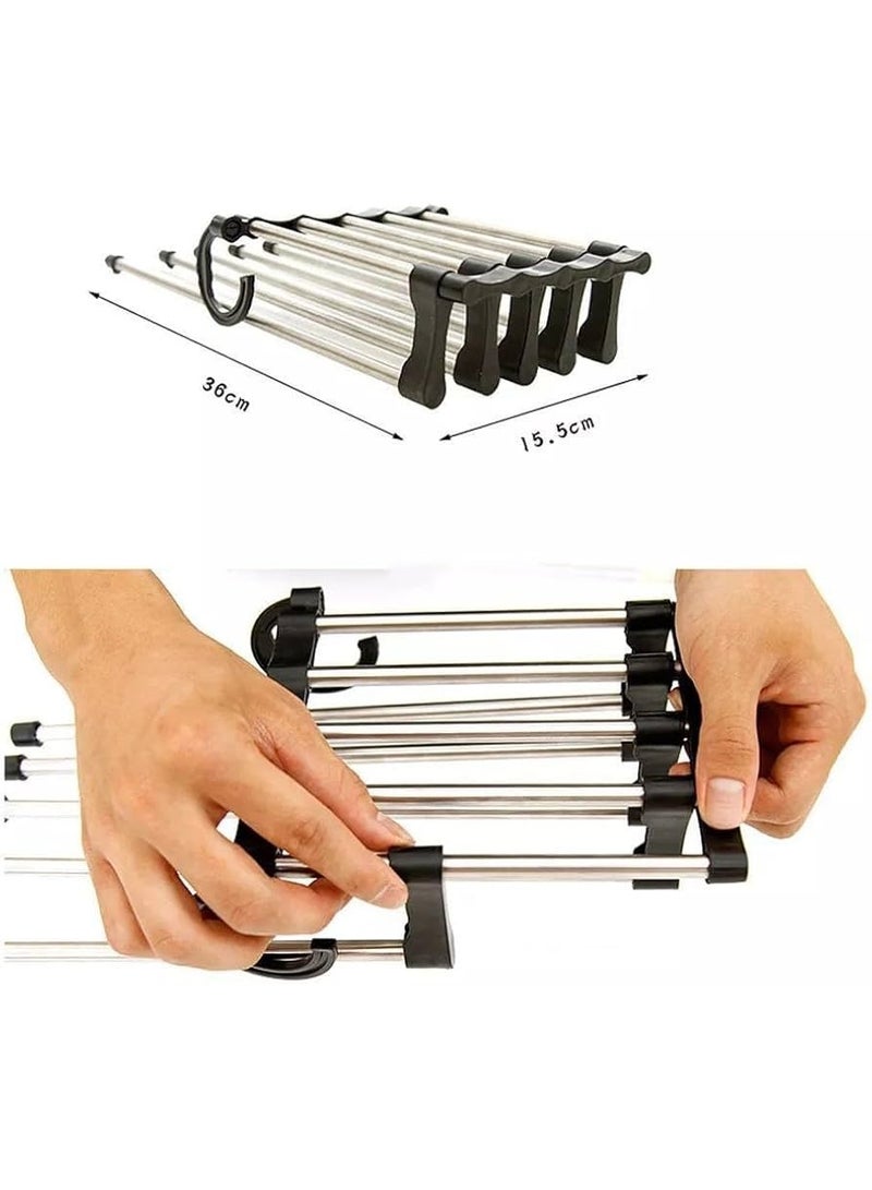"Adjustable clothes drying and organizing rack with hangers for pants, belts, scarves, and ties, with five poles for organizing clothes, one size " - Image 4