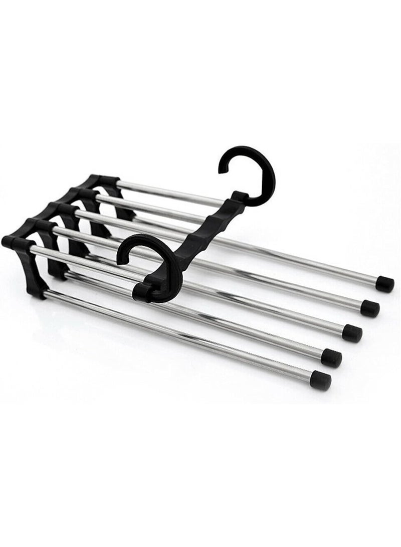 "Adjustable clothes drying and organizing rack with hangers for pants, belts, scarves, and ties, with five poles for organizing clothes, one size " - Image 1