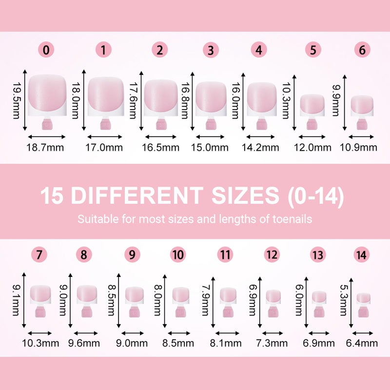 SWETIDY Toe Nail Press Ons, French Tips Toe Press On Nails, 150pcs Square Pre-Designed Soft Gel Thick False Toenail Extension, Berry Pink Full Cover Acrylic for DIY 15 Sizes - Image 4