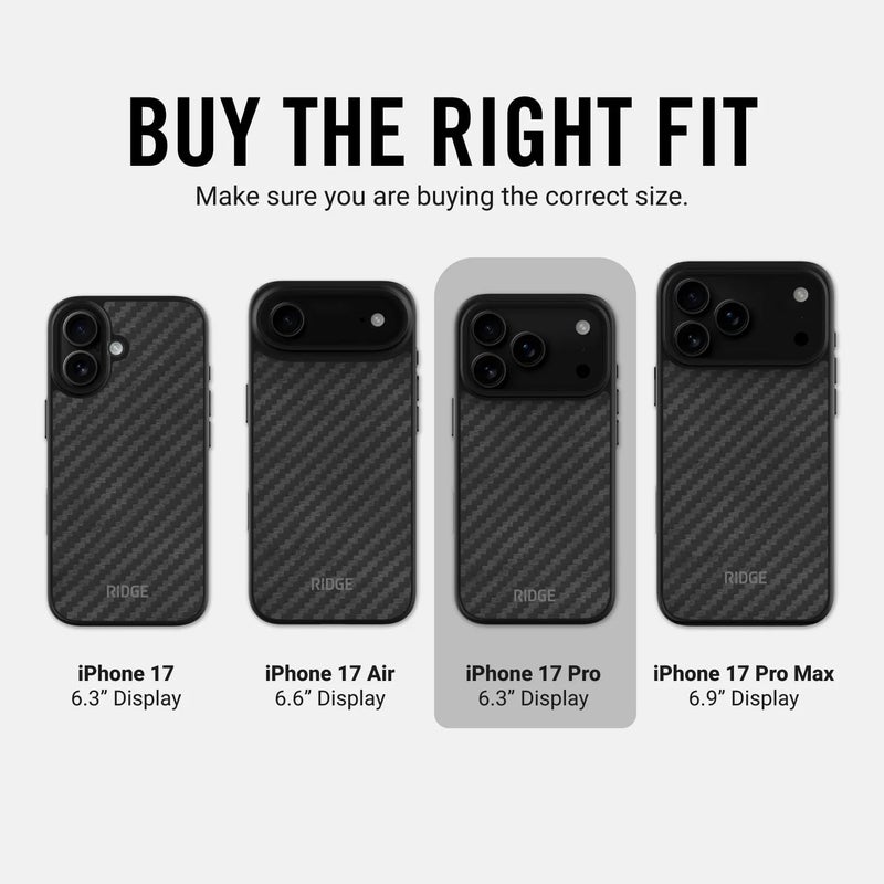 The Ridge Ridge Case Compatible with iPhone 17 PRO - Compatible with MAGSAFE & Wireless Charging, Aluminum Control Buttons, Dual-Layer Construction, TPU Bumper with Drop Protection (Carbon) - Image 2