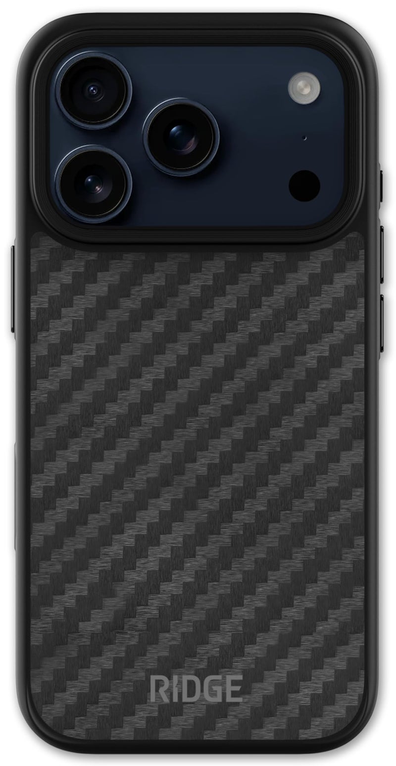 The Ridge Ridge Case Compatible with iPhone 17 PRO - Compatible with MAGSAFE & Wireless Charging, Aluminum Control Buttons, Dual-Layer Construction, TPU Bumper with Drop Protection (Carbon) - Image 1