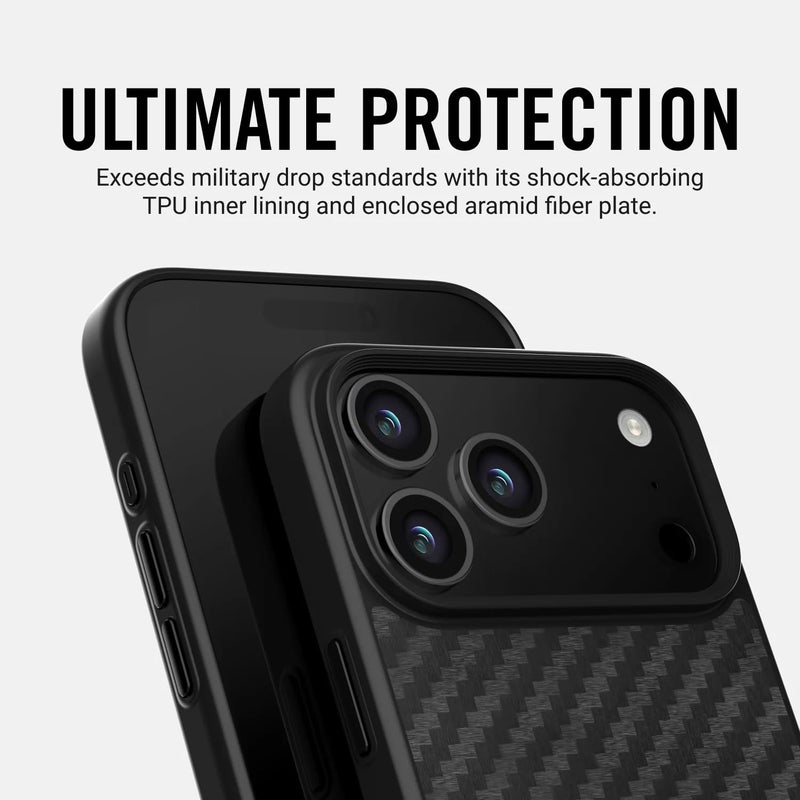 The Ridge Ridge Case Compatible with iPhone 17 PRO - Compatible with MAGSAFE & Wireless Charging, Aluminum Control Buttons, Dual-Layer Construction, TPU Bumper with Drop Protection (Carbon) - Image 5