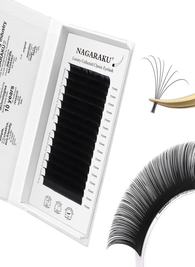 NAGARAKU Individual Eyelash Extensions - from Vettsy, Luxury Collected Classic Single Lashes Upgraded 3rd Generation Soft Natural Beauty Salon Professional Lash Supplies 16 Rows Matte Black 0.07 D-3rd Generation 11mm - Image 1