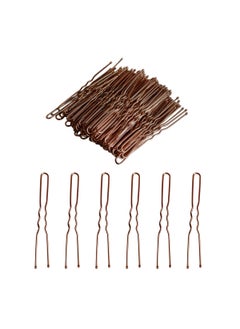 100 PCS Invisible Wave Hairgrip U Shaped Hair Pins Kit Large Heavy Duty Crinkled Hair Pins for Women and Ballet Bun with Box 24 in Brown