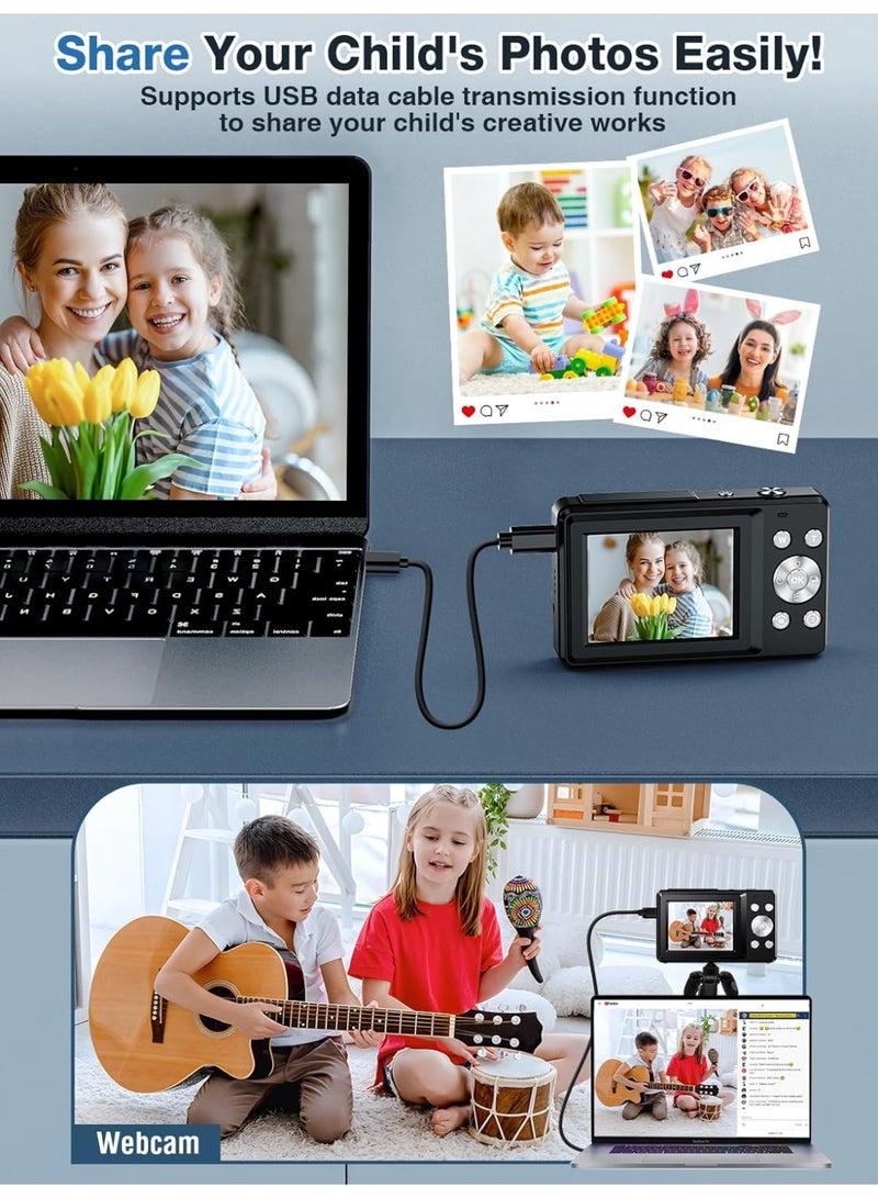 44MP Compact HD Digital Camera with 32GB Memory Card – 2.4 Display, 1080P Video, 16X Zoom, Fill Light, Webcam Mode u0026 Rechargeable Battery – Lightweight Camera for Beginners u0026 Travel Use - Image 5