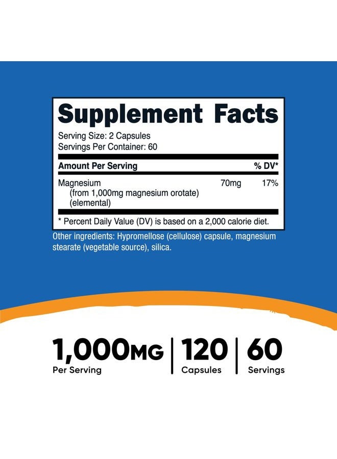 Nutricost كبسولات مغنيسيوم أورات 1000 ملغ، 120 كبسولة - 60 حصة، 500 ملغ لكل كبسولة، خالية من الكائنات المعدلة وراثيًا، خالية من الغلوتين - Image 2