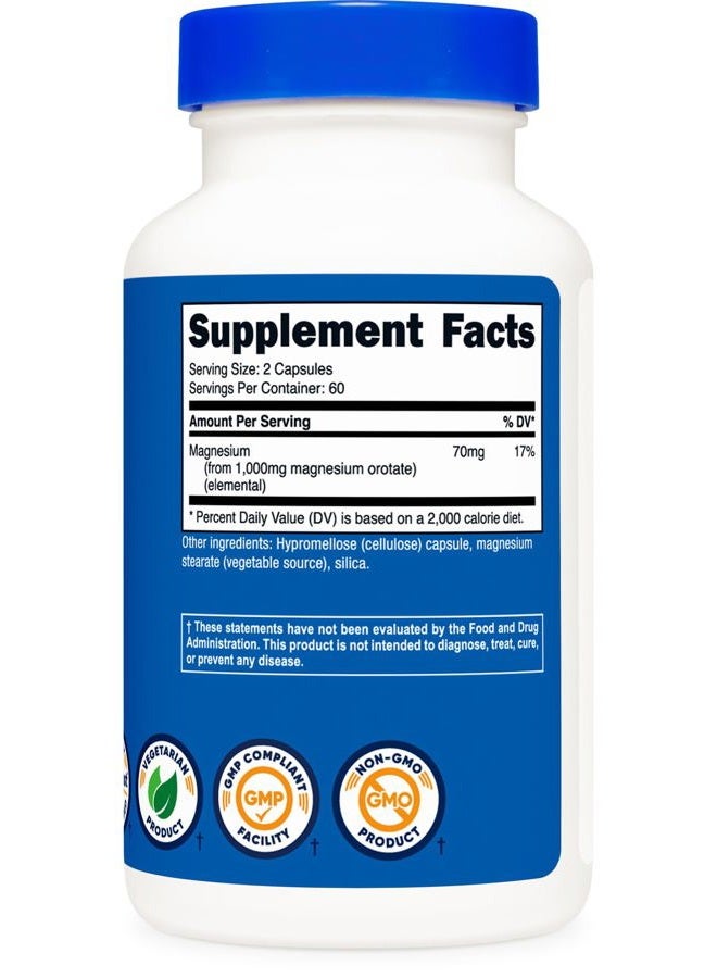 Nutricost كبسولات مغنيسيوم أورات 1000 ملغ، 120 كبسولة - 60 حصة، 500 ملغ لكل كبسولة، خالية من الكائنات المعدلة وراثيًا، خالية من الغلوتين - Image 5