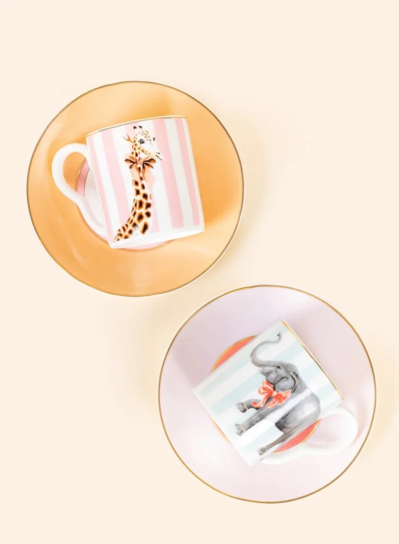 ايفون الين Set Of 2 Animal Espresso Cup & Saucer
