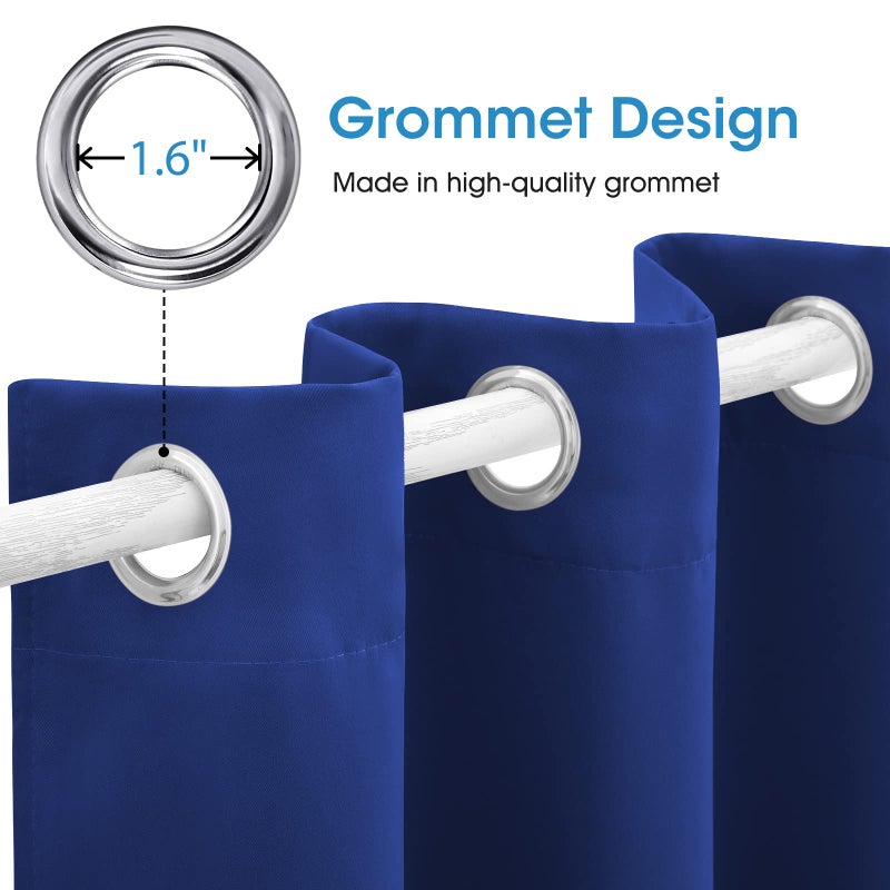 HOMEIDEAS Royal Blue Blackout Curtains 52 X 63 Inch Bedroom Curtains Set of 2 Panels Room Darkening Curtains, Thermal Grommet Light Blocking Window Drapes for Living Room - Image 4