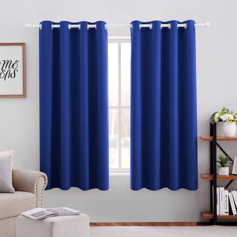 HOMEIDEAS Royal Blue Blackout Curtains 52 X 63 Inch Bedroom Curtains Set of 2 Panels Room Darkening Curtains, Thermal Grommet Light Blocking Window Drapes for Living Room - Image 1