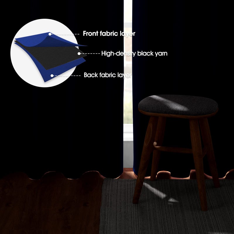 HOMEIDEAS Royal Blue Blackout Curtains 52 X 63 Inch Bedroom Curtains Set of 2 Panels Room Darkening Curtains, Thermal Grommet Light Blocking Window Drapes for Living Room - Image 3