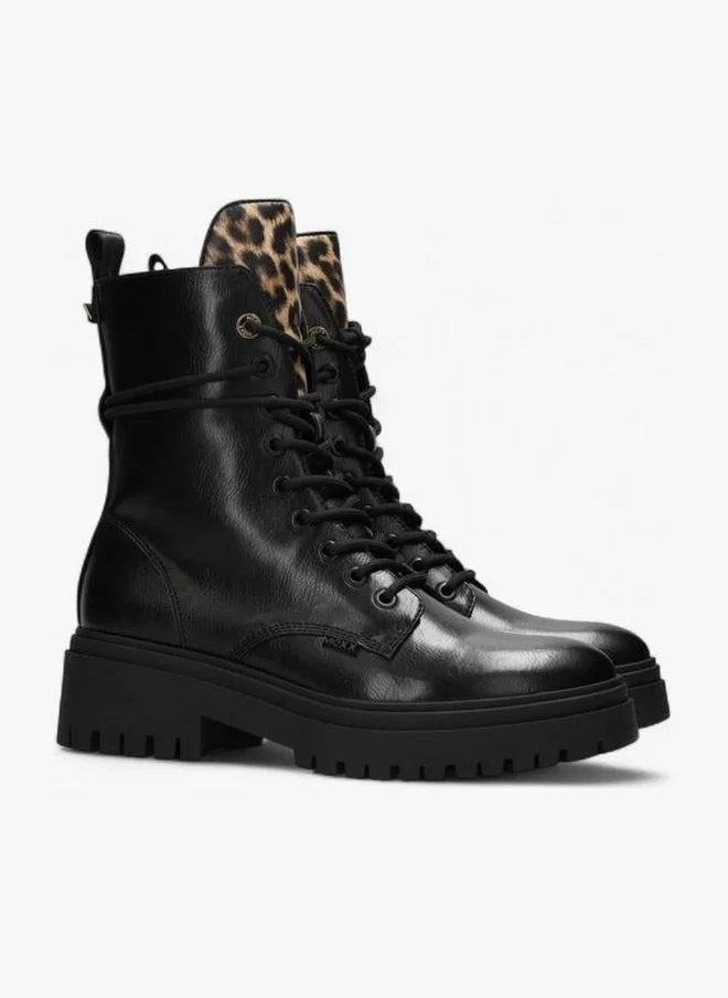Animal Print Lace-Up Ankle Boots