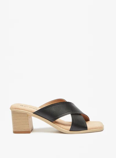 Le Confort Womens Cross Strap Slip On Sandals with Block Heels