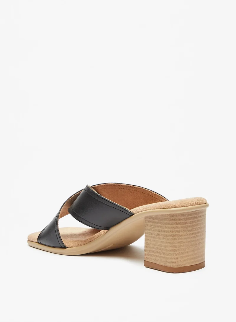 Le Confort Womens Cross Strap Slip On Sandals with Block Heels