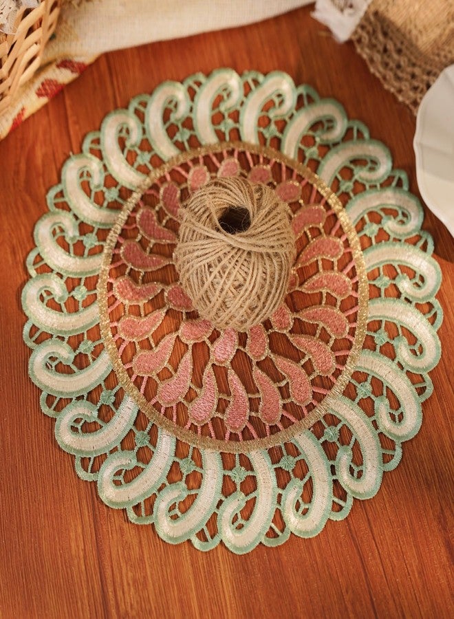 Phantomon 12 Inch Crochet Lace Coasters Vintage Lace Doilies Round Placemats for Rustic Table Decor, Kitchen, Dining Room, Weddings, Christmas, Cup, Vase, Set of 4 - Image 5