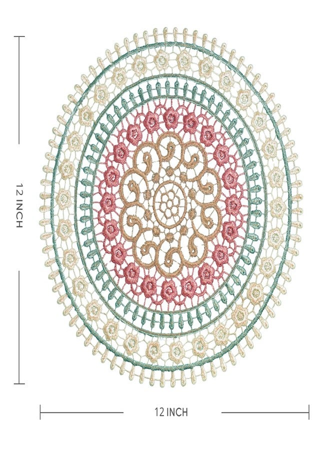 Phantomon 12 Inch Crochet Lace Coasters Vintage Lace Doilies Round Placemats for Rustic Table Decor, Kitchen, Dining Room, Weddings, Christmas, Cup, Vase, Set of 4 - Image 4