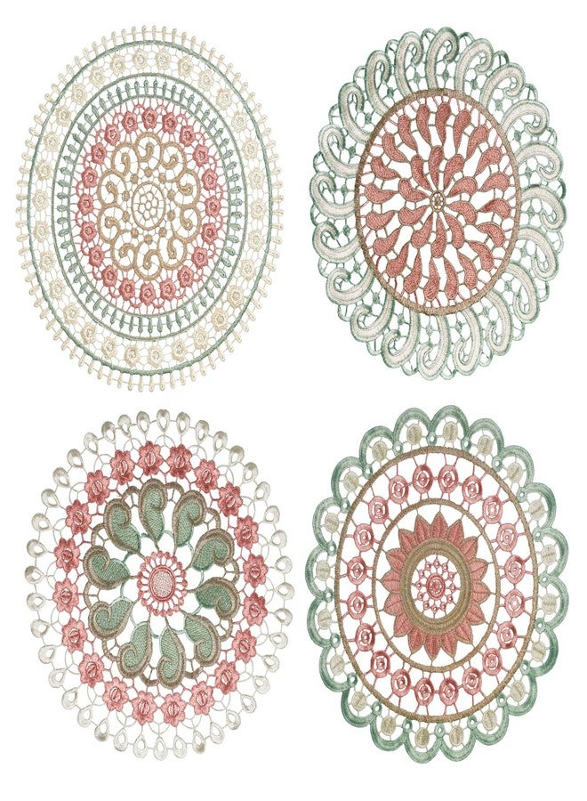 Phantomon 12 Inch Crochet Lace Coasters Vintage Lace Doilies Round Placemats for Rustic Table Decor, Kitchen, Dining Room, Weddings, Christmas, Cup, Vase, Set of 4 - Image 1