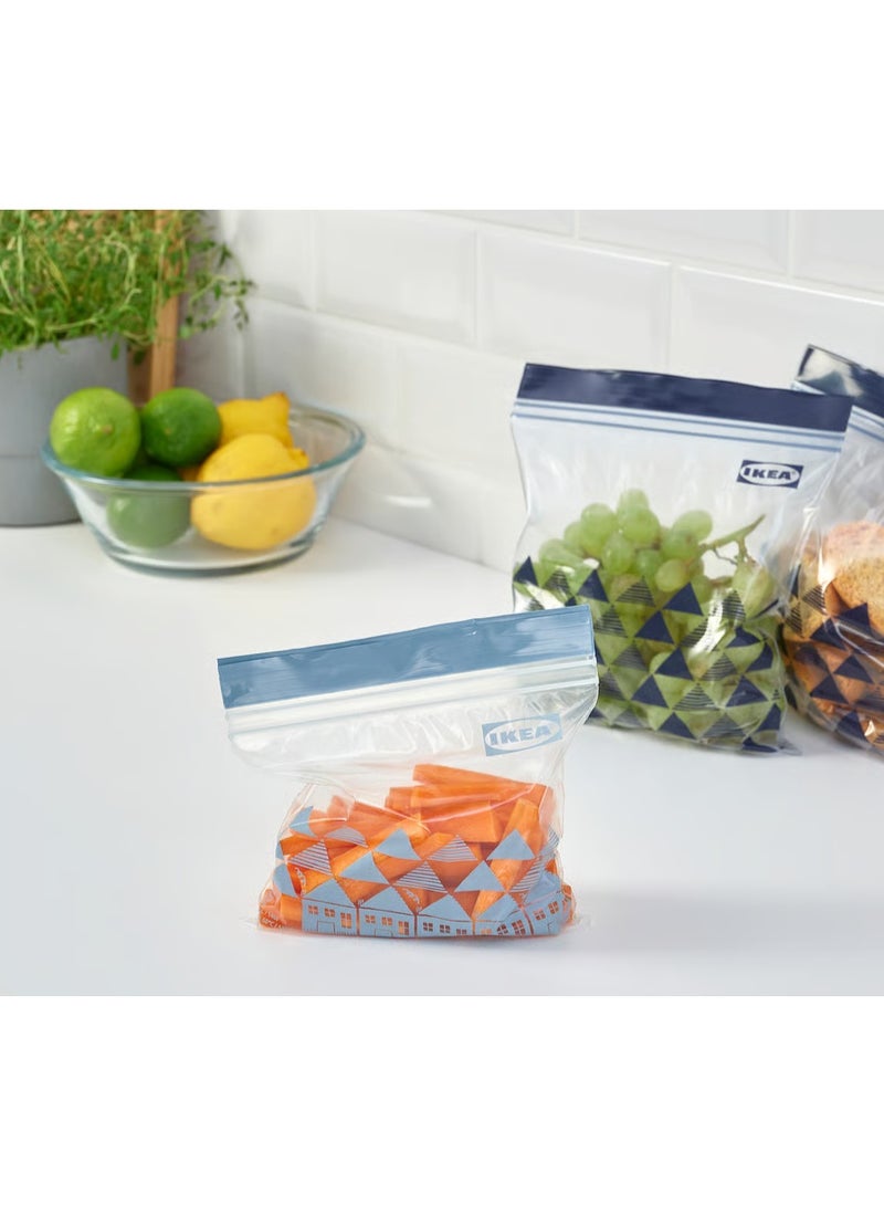 IKEA (IKEA) IKEA ISTAD Resealable Bags – 60 Pack, Patterned Blue, Reusable Ziplock Food Storage Bags with Double Seal, Freezer Safe, Leakproof, Eco-Friendly Multipurpose Organizer Bags (1L & 0.4L) - Image 2