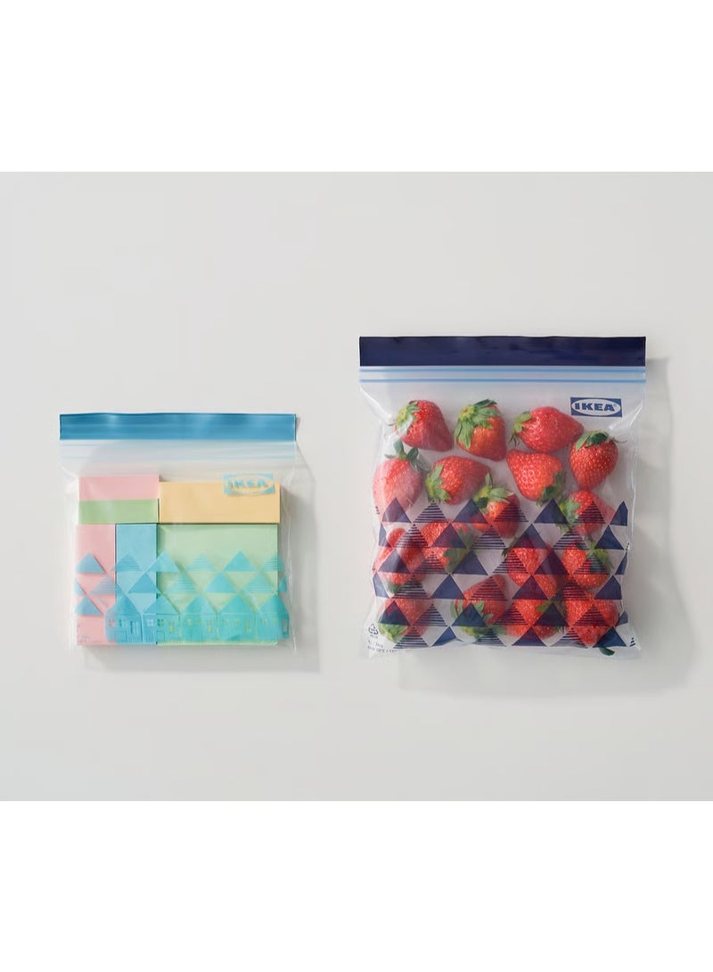 IKEA (IKEA) IKEA ISTAD Resealable Bags – 60 Pack, Patterned Blue, Reusable Ziplock Food Storage Bags with Double Seal, Freezer Safe, Leakproof, Eco-Friendly Multipurpose Organizer Bags (1L & 0.4L) - Image 4