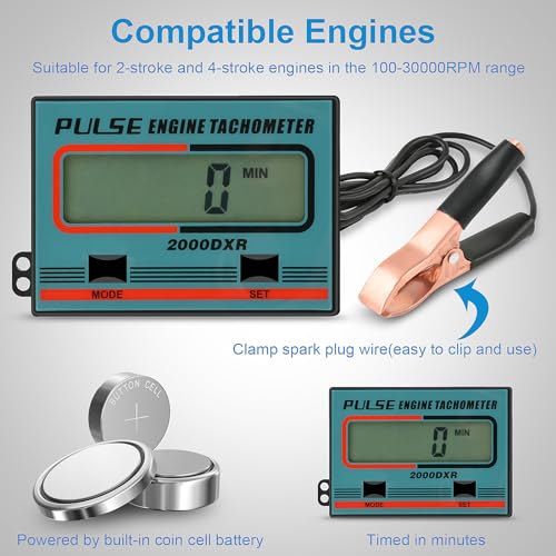 DDayuanwei Handheld Digital Induction Chainsaw Tachometer, 2 Stroke 4 Stroke Small Engine Tachometer, LCD Display Tach Gauge for Chainsaw Lawnmowers Gasoline Engine Timed in Minutes - Image 3