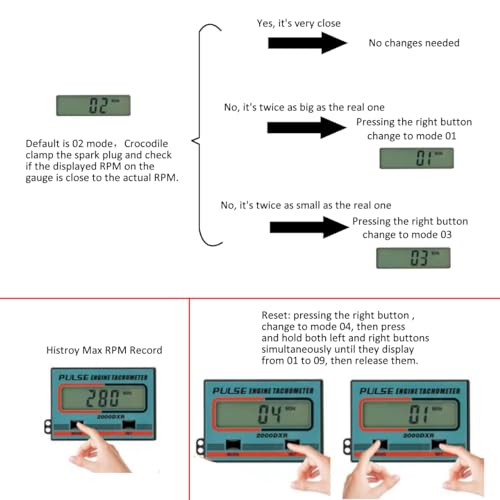 DDayuanwei Handheld Digital Induction Chainsaw Tachometer, 2 Stroke 4 Stroke Small Engine Tachometer, LCD Display Tach Gauge for Chainsaw Lawnmowers Gasoline Engine Timed in Minutes - Image 5