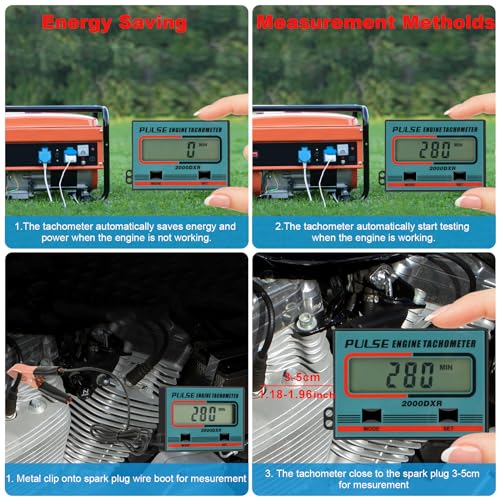 DDayuanwei Handheld Digital Induction Chainsaw Tachometer, 2 Stroke 4 Stroke Small Engine Tachometer, LCD Display Tach Gauge for Chainsaw Lawnmowers Gasoline Engine Timed in Minutes - Image 4