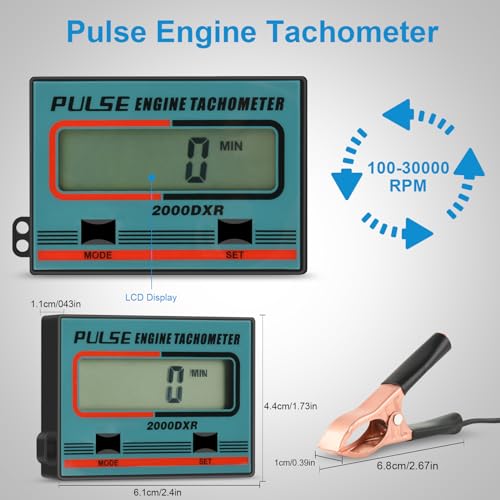 DDayuanwei Handheld Digital Induction Chainsaw Tachometer, 2 Stroke 4 Stroke Small Engine Tachometer, LCD Display Tach Gauge for Chainsaw Lawnmowers Gasoline Engine Timed in Minutes - Image 2