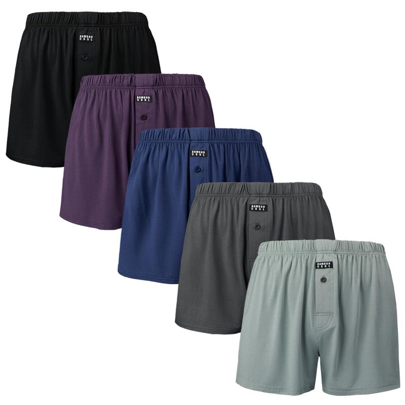 BAMBOO COOL Men's Boxers Underwear Boxer Shorts for Men Classic Lounge Loose Stretch Short - Image 1