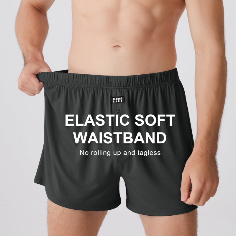 BAMBOO COOL Men's Boxers Underwear Boxer Shorts for Men Classic Lounge Loose Stretch Short - Image 4