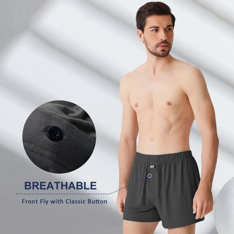 BAMBOO COOL Men's Boxers Underwear Boxer Shorts for Men Classic Lounge Loose Stretch Short - Image 5