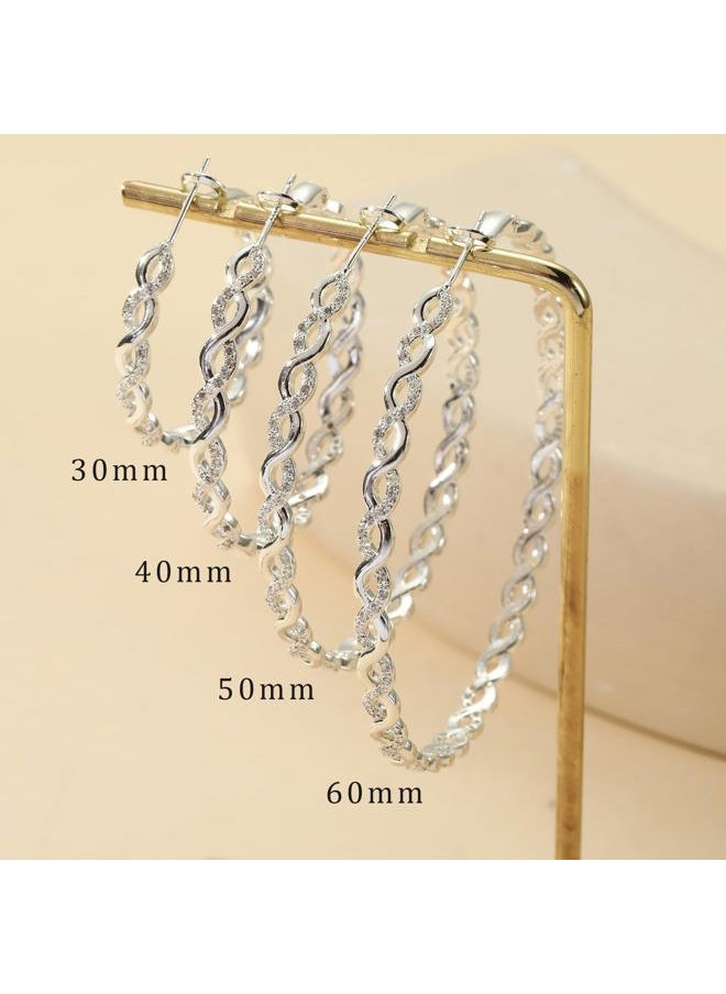 Senteria - 925 Sterling Silver Earrings Hoops for Women Lightweight Twisted Hoop Earrings With Cubic Zirconia Hypoallergenic Hoops Earrings(20MM) - Image 1