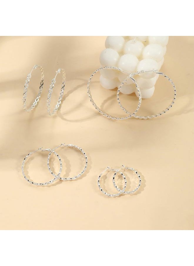 Senteria - 925 Sterling Silver Earrings Hoops for Women Lightweight Twisted Hoop Earrings With Cubic Zirconia Hypoallergenic Hoops Earrings(20MM) - Image 1