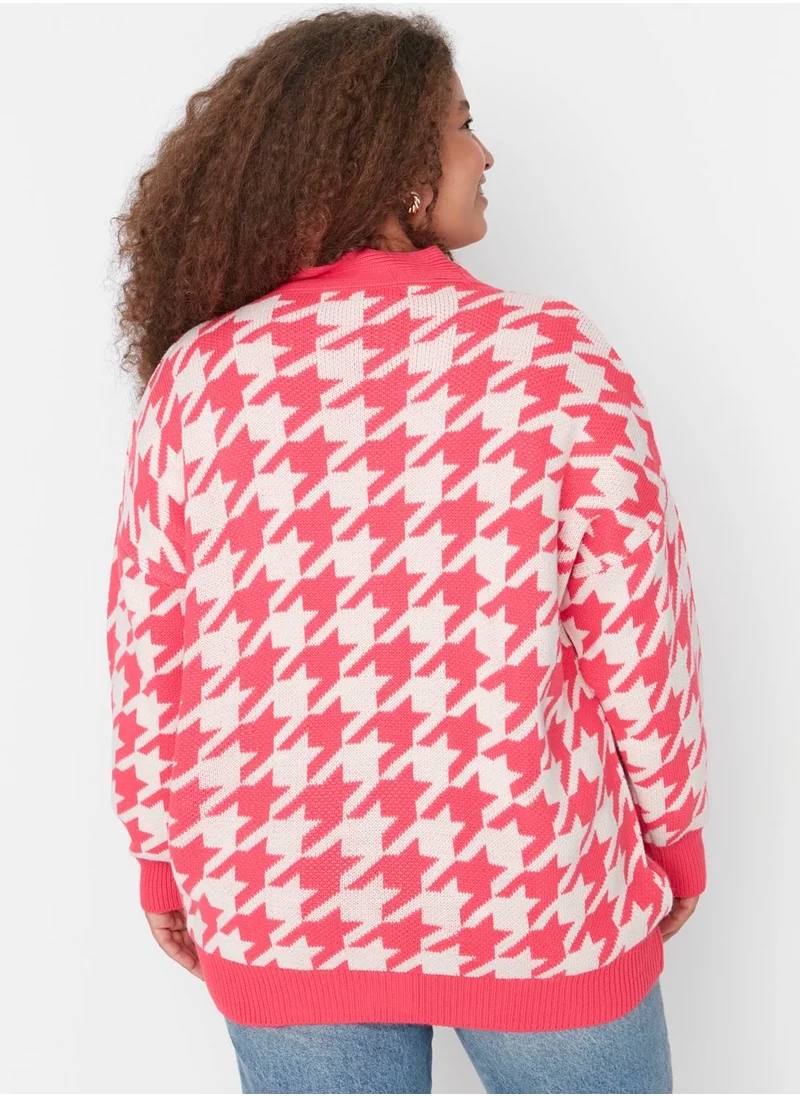 Trendyol Curve V-Neck Printed Cardigan