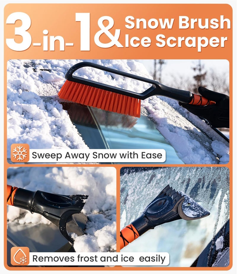 Zanch 2026 Upgrade Car Snow Brush and Ice Scraper [27" Detachable - Wider Snow Brush] with Ergonomic Foam Grip for Car Windshield Clear Snow, Ice and Frost, for All Cars/Truck/SUV - Image 2