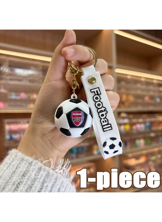 1-Piece Cute Soccer Ball Keychain, World Cup Inspired Football Key Ring, PU Leather Sports Keychain with Lanyard, Kawaii   Backpack Charm for Soccer Fans。