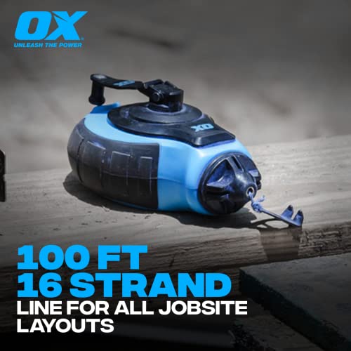 OX Tools OX-P027731 Chalk Line - 100' Thick Line, Curved Hook, 6:1 Gear Ratio, Metal Handle, Easy Top Load, Ergonomic Shape & Rubber Grips - Ideal for Deck Builders, Framers, Roofers - Image 5