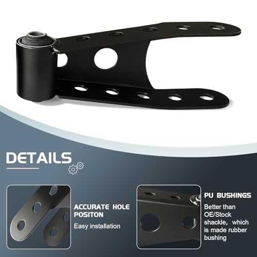 FAKAFY 2-3" Suspension Rear Drop Lowering Shackles: Replacement for Chevy Silverado GMC Sierra 1500 C1500 K1500 - Leaf Spring Drop Shackle Kit for Dodge Ram Ford F150 Ranger Replace# 6400 410520 - Image 3