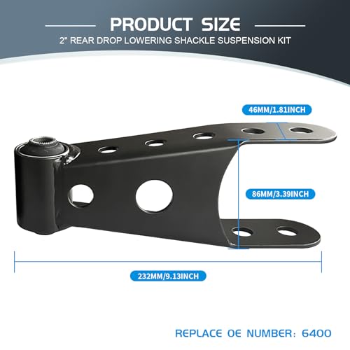FAKAFY 2-3" Suspension Rear Drop Lowering Shackles: Replacement for Chevy Silverado GMC Sierra 1500 C1500 K1500 - Leaf Spring Drop Shackle Kit for Dodge Ram Ford F150 Ranger Replace# 6400 410520 - Image 2