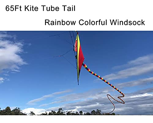 C Comcrosfly Rainbow Kite Tube Tail Outdoor Windsock with Connector, 65-Feet Kite Tail - Image 4