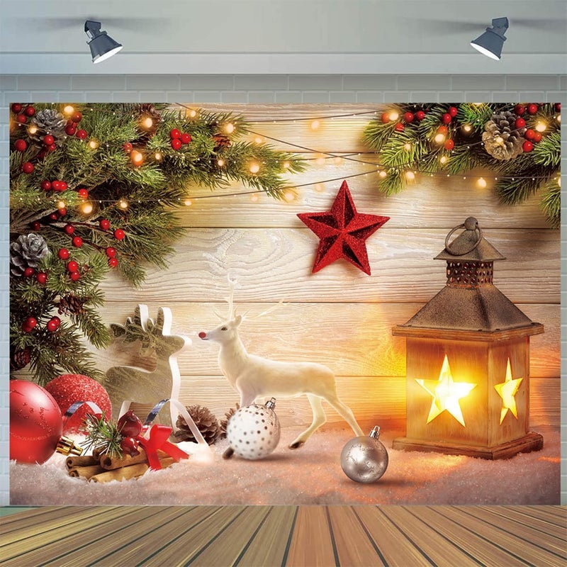 BPA Durable Christmas Fireplace Backdrop 7x5ft - Image 1
