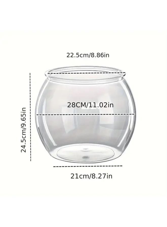 حوض أسماك ذهبية بلاستيكي دائري شفاف، حوض أسماك صغير، حوض سلاحف، زينة مكتبية - Image 3